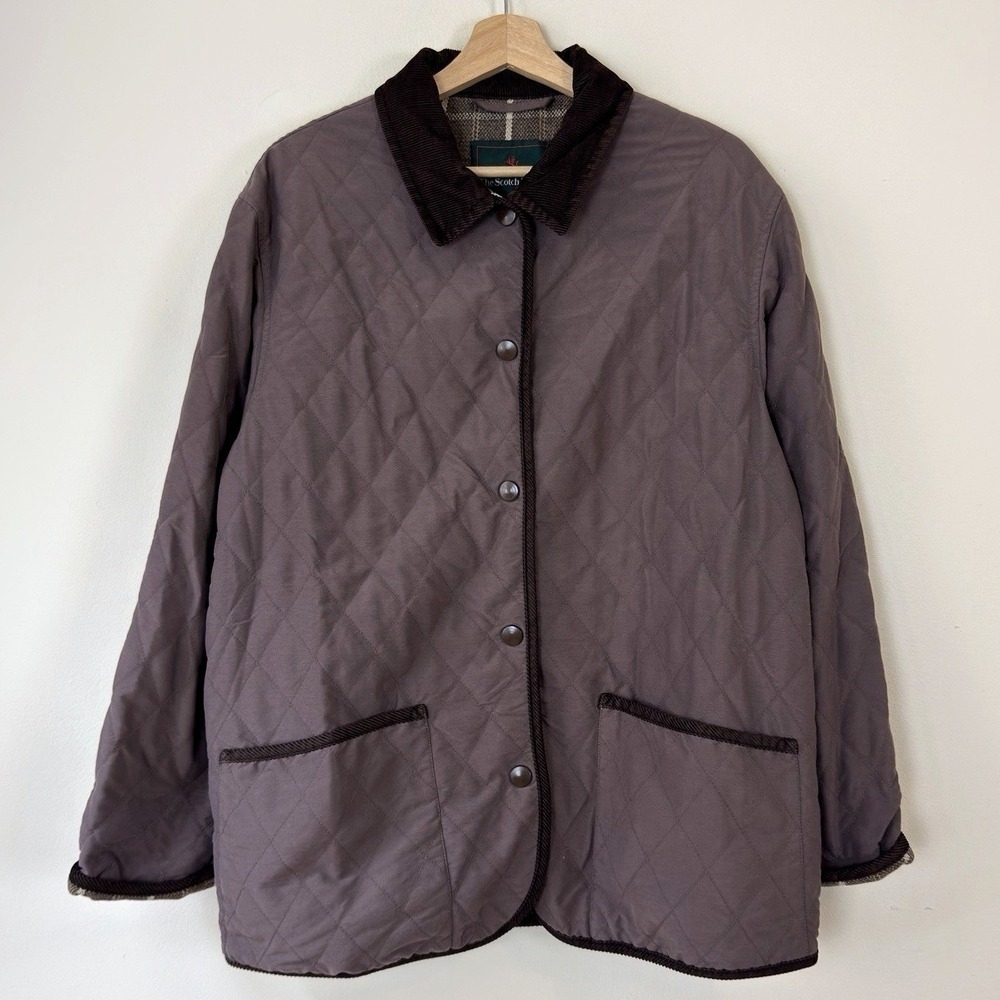 The Scotch House Quilted Button Up Grey Brown Jacket - Medium